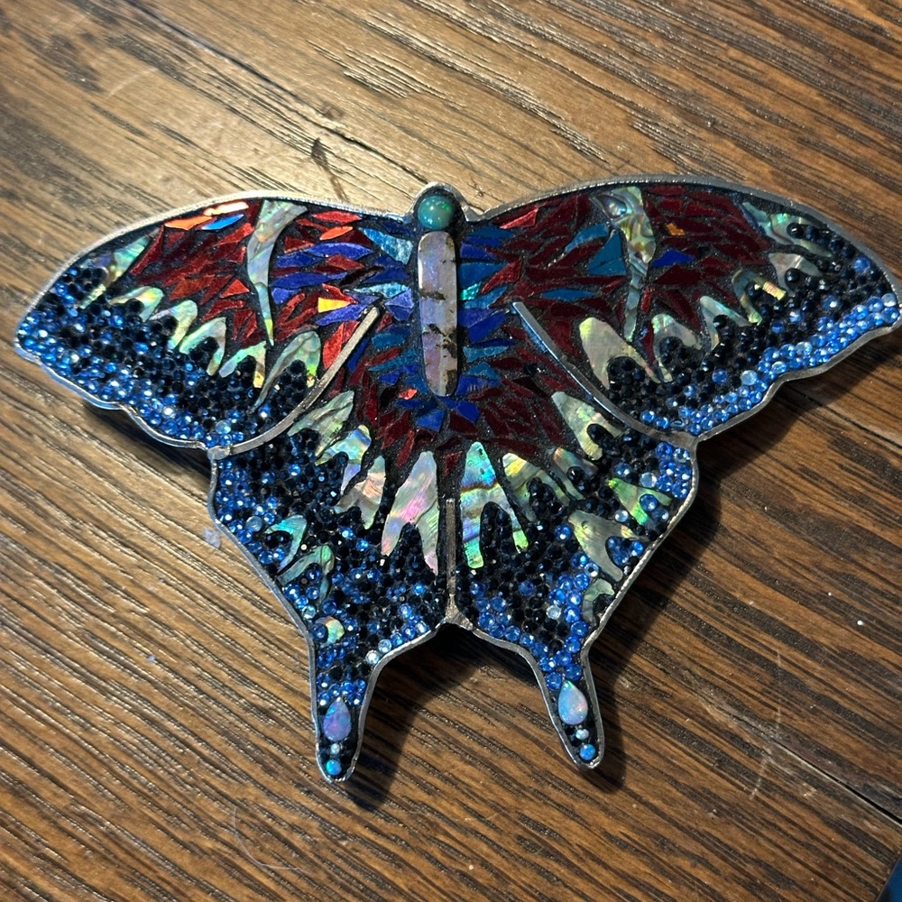 Brown Leather Belt with Butterfly Buckle - Picture 3 of 4